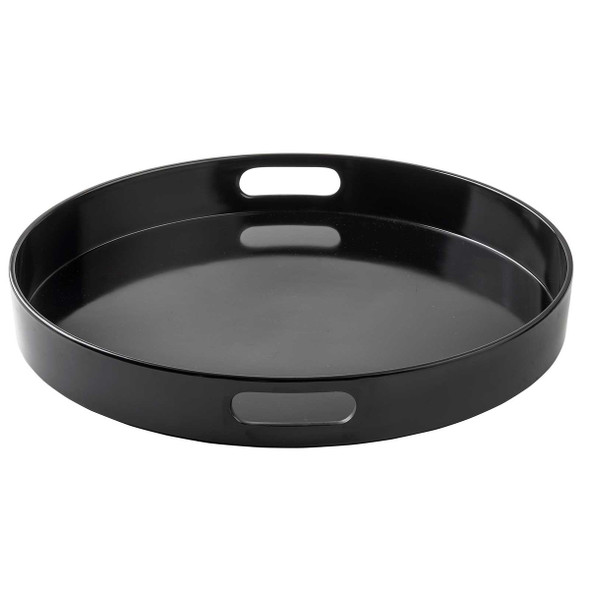 Tablecraft 11492 Serving Tray, 15" x 2", Round, Melamine, Black