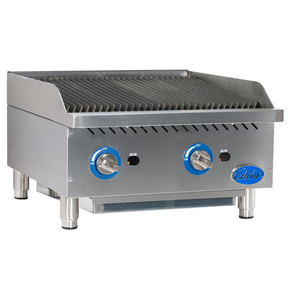 Globe GCB24G-RK 24" Countertop Gas Charbroiler with Char Rock