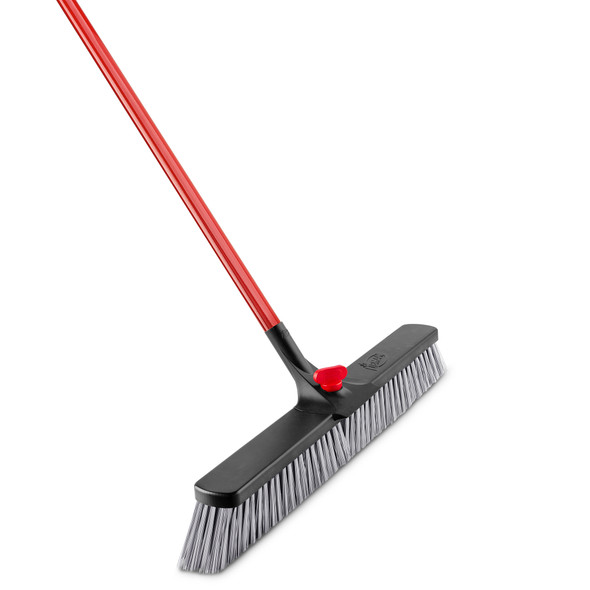 Libman 879 Push Broom, 24", Rough Surface, Red Steel Handle
