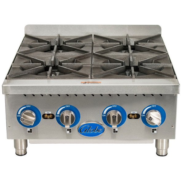 Globe GHP24G Gas Countertop Hot Plate, 24"W, 4-Burner, Natural Gas Globe GHP24G Gas Countertop Hot Plate, 24"W, 4-Burner, Natural Gas