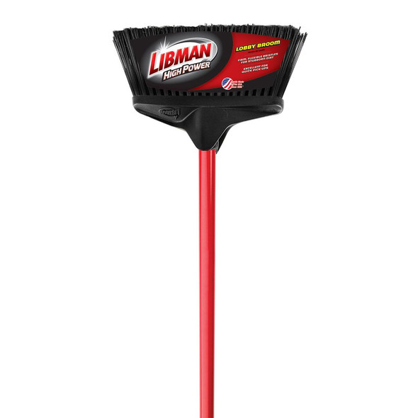 Libman 915 Lobby Broom, 10", Red Steel Handle