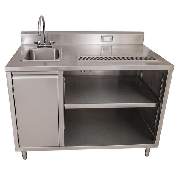 BK BEVT-3048L Beverage Table, 48"W x 30"D, 14" x 10" Sink on Left BK BEVT-3048L Beverage Table, 48"W x 30"D, 14" x 10" Sink on Left