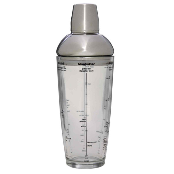 Tablecraft H2400T Cocktail Shaker, 24 oz, Clear Glass & Stainless, 3-pc