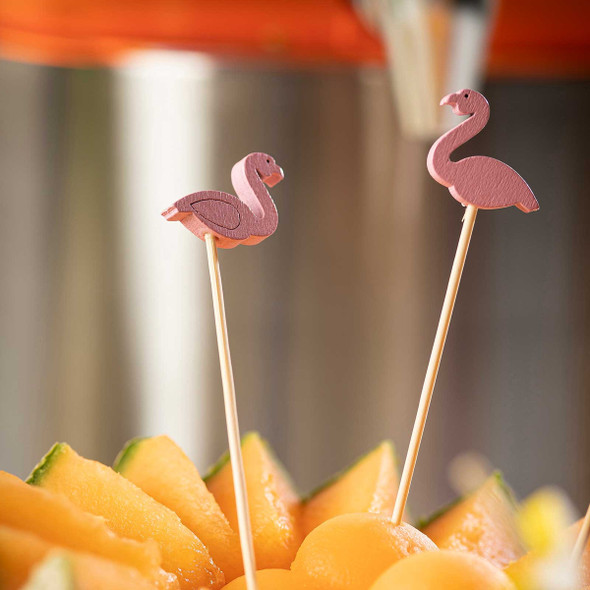 Tablecraft 11202 Decorative Picks, Wooden, Flamingo (Pack/100pcs)