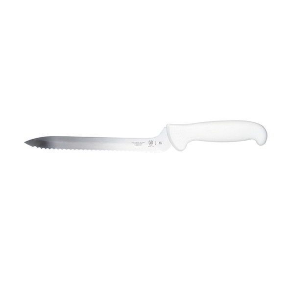 Mercer Culinary M18130 Ultimate White Bread Knife, 8", Wavy Edge, White Handle