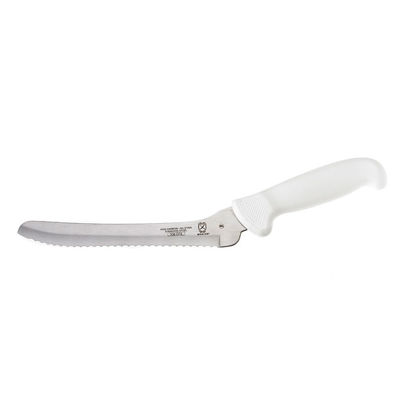 Mercer Culinary M18135 Ultimate White® Bread Knife, 8", Wavy Edge, White Handle