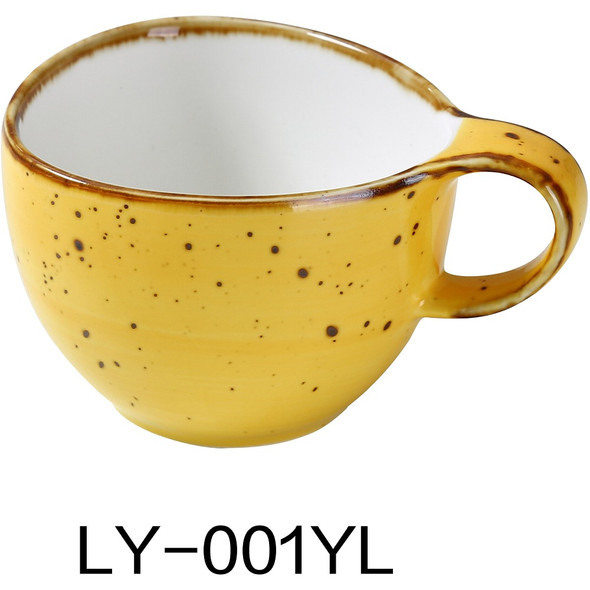 Yanco LY-001YL Lyon Collection 4" Coffee/Tea Cup 7 oz., Yellow Color (Pack of 36)