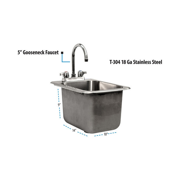 BK BK-DIS-1014-10-P-G Drop-In Sink, 1-Compartment, 10" x 14" x 9" BK BK-DIS-1014-10-P-G Drop-In Sink, 1-Compartment, 10" x 14" x 9"