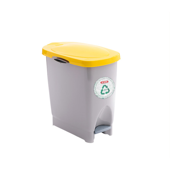 Araven 45400 Trash Bin, 5.8 Gallon, Grey with Yellow Lid