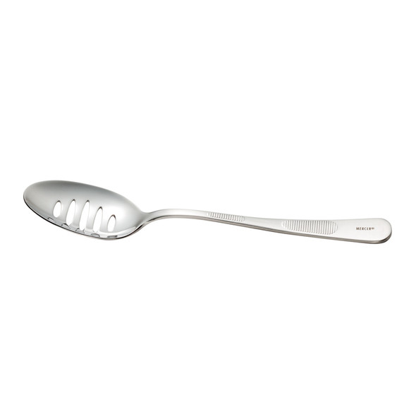 Mercer Culinary M35141 7 7/8" Stainless Steel Slotted Bowl Plating Spoon