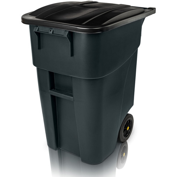 Janico 1043GY Roll-Out Waste Container, 50 gal., Gray, w/Lid Square