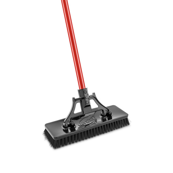 Libman 1576 Swivel Floor Scrub, Red Steel Handle, Polymer Fibers
