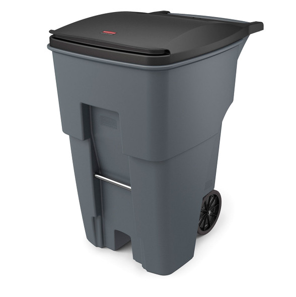 Rubbermaid FG9W2200GRAY BRUTE Roll-Out Container with Lid, 95 gallon, Grey