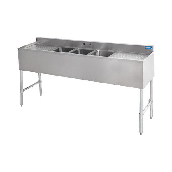 Sapphire SMBS-3D Underbar Sink, 3 Compartment, 10"x14"x10", Left & Right Drainboard Sapphire SMBS-3D Underbar Sink, 3 Compartment, 10"x14"x10", Left & Right Drainboard