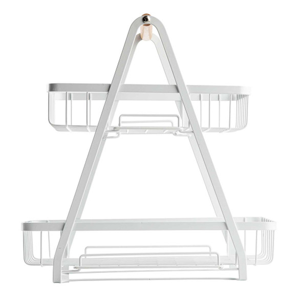 Tablecraft 11784 2-Tier Basket Display, White, 11.875"x9.125"x12.25"