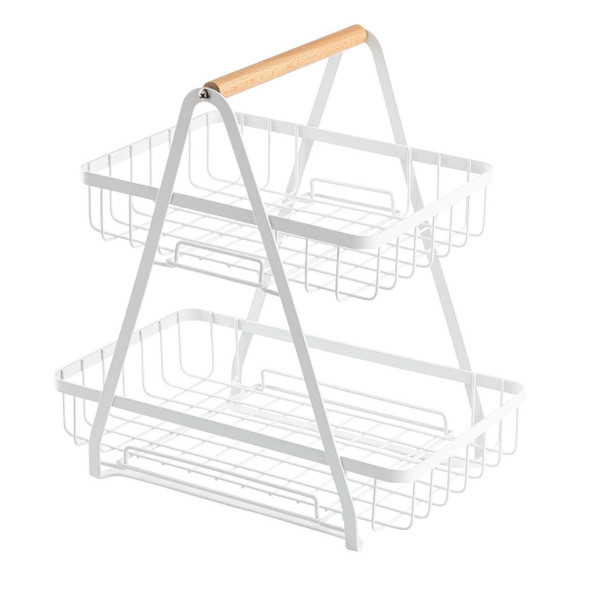 Tablecraft 11784 2-Tier Basket Display, White, 11.875"x9.125"x12.25"