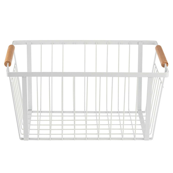 Tablecraft 11786 Storage Basket with Handles, White, 13.5"x9"x6.625"