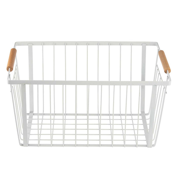 Tablecraft 11787 Storage Basket with Handles, White, 14.5"x10.25"x7.25"