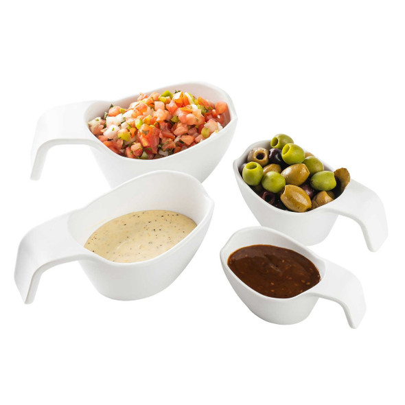 Tablecraft 11677 Stackable Sauce Boat, 3 oz., White, Melamine