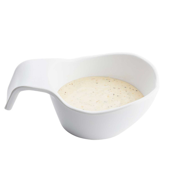 Tablecraft 11679 Stackable Sauce Boat, 8 oz., White, Melamine