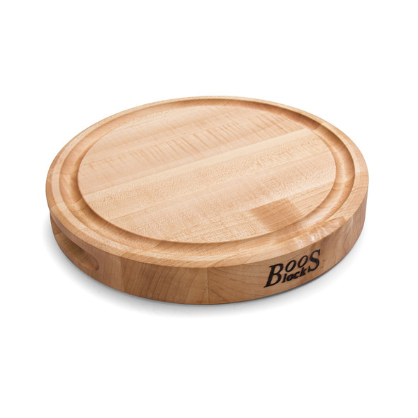 John Boos CB1051-1M1212175 Cutting Board, Round, 12" x 1-3/4", Grooved, Rock Maple