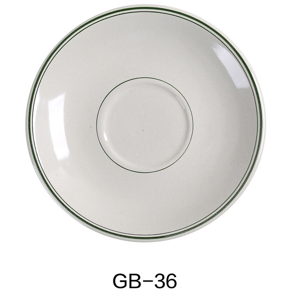Yanco GB-36 Green Band Saucer, 4-1/2", American White (36/Case)
