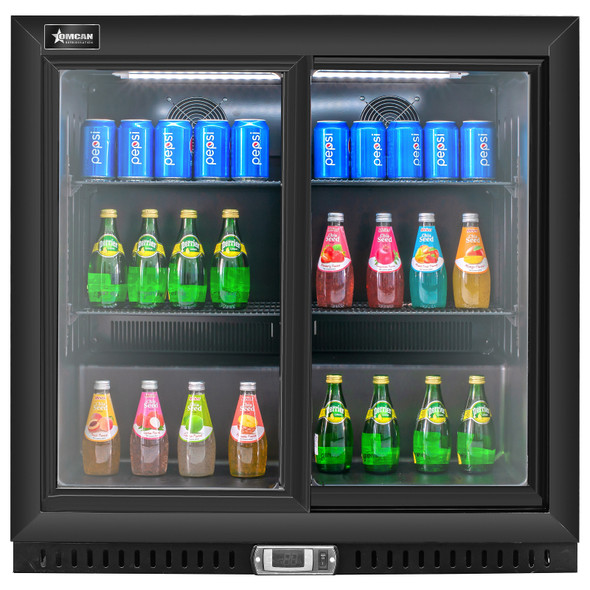 Omcan 35" Beverage Merchandiser Cooler, Sliding Doors, 110V