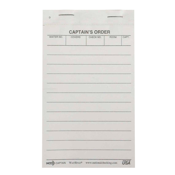National Checking CAPTAIN-50 Small Three-Part Carbonless WaitRPad Guest Check, 50 Books/Case National Checking CAPTAIN-50 Small Three-Part Carbonless WaitRPad Guest Check, 50 Books/Case