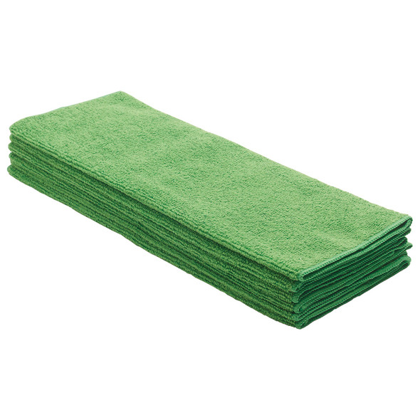Winco BTM-16G Microfiber Cloths, Green, 16" x 16" (6/Pack)