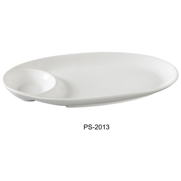 Yanco PS-2013 Piscataway Oval Compartment Plate, 13" x 7", White, (12/Case)