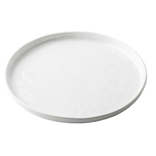 Tablecraft 11863 Ridge Collection Serving Plate, 9" Round, High Gloss White