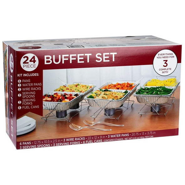 King Zak 00528 Aluminum Buffet Party Pack, 24pc