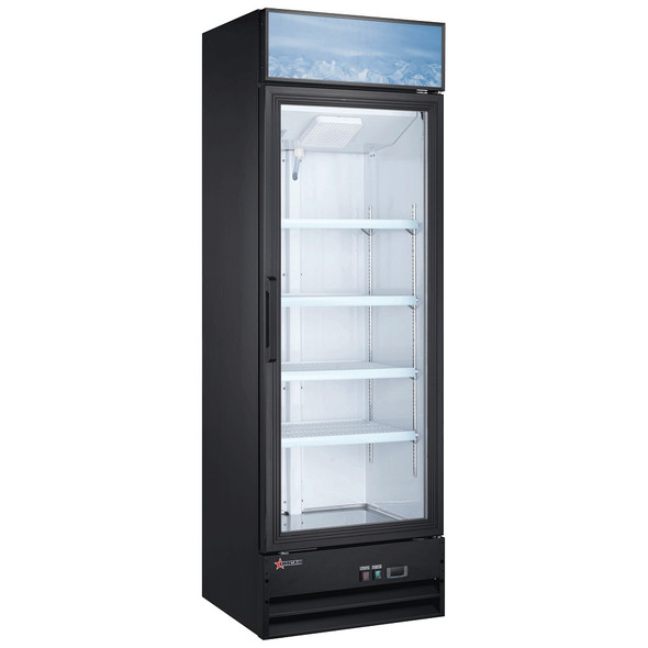 Omcan RE-CN-0014-HC-BK 26" Single Door Swing Glass Door Refrigerator with 14 cu. ft. capacity - Black