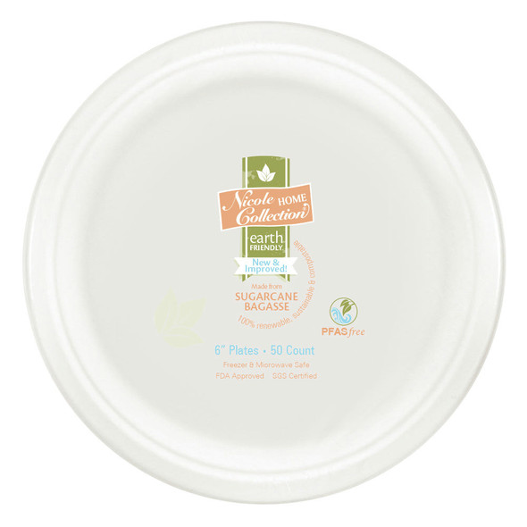 King Zak 00204 Sugar Cane Paper Plates, 6" (pack/50pcs) King Zak 00204 Sugar Cane Paper Plates, 6" (pack/50pcs)