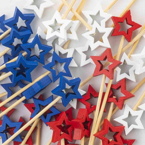 Tablecraft 12138 Decorative Picks, Wooden, Stars (Pack/100pcs)