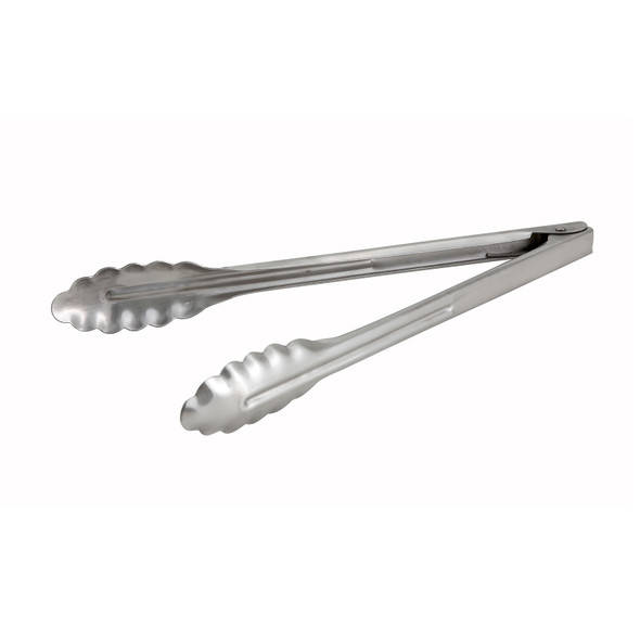 Winco UT-12HT 12" Stainless Steel Utility Tongs, Extra Heavyweight