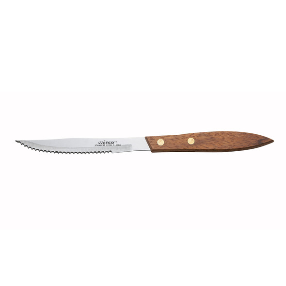 Winco K-438W Steak Knives, Wood Handle, 4-3/8" Blade, (12/Box)