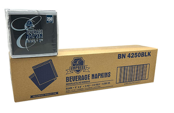 Empress BN 4250BLK Beverage Cocktail Napkins, Black (1000/Case)