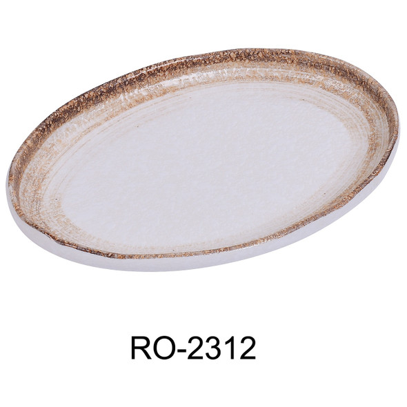 Yanco RO-2312 Rockeye-2 Porcelain Platter, 12" x 8-1/4", Brown (12/Case)
