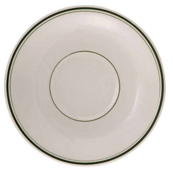 Yanco GB-2 Green Band Saucer, 6-1/8", American White (36/Case)