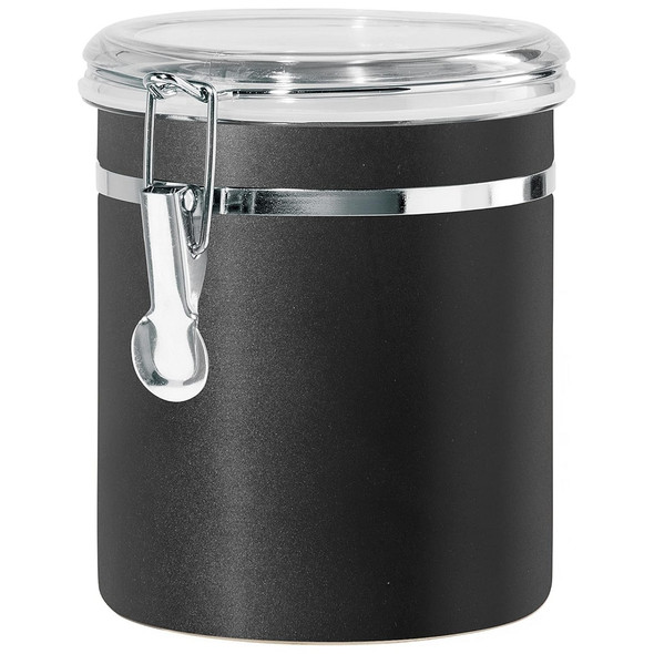 Oggi 5304.3 Airtight Stainless Steel Black Canister, 6", 47 oz.