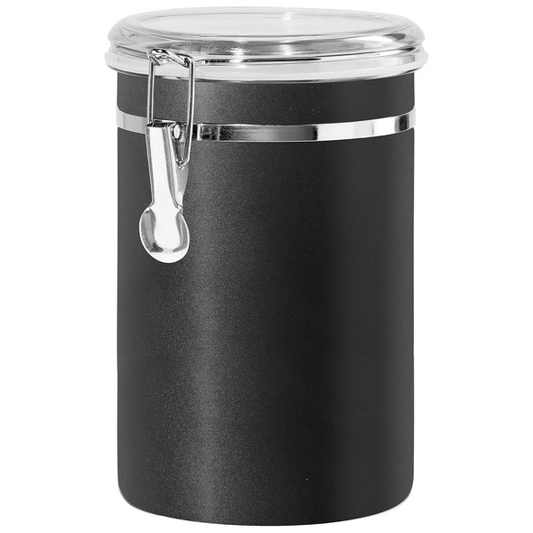 Oggi 5306.3 Airtight Stainless Steel Black Canister, 7.5", 62 oz.