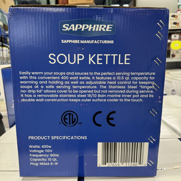 Sapphire SE-ESW10 Soup Warmer Kettle, 10 quart, black exterior, 400W