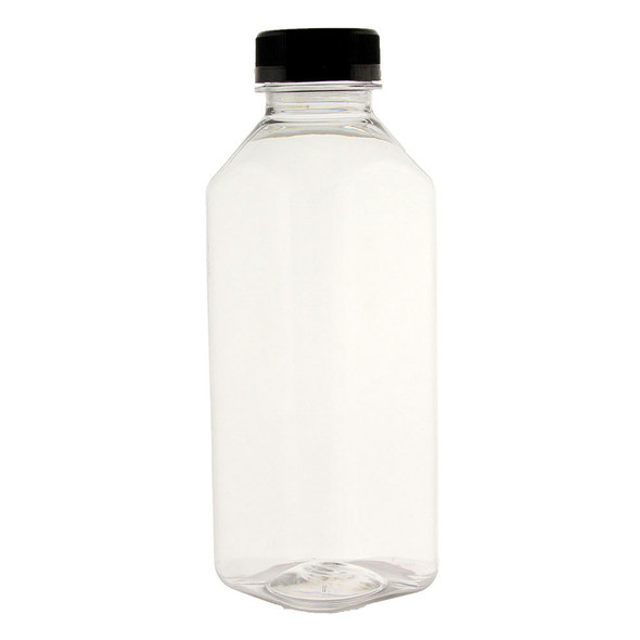 King Zak 30024 Juice Bottle 12oz. Clear w/Black Lid (24/Case)
