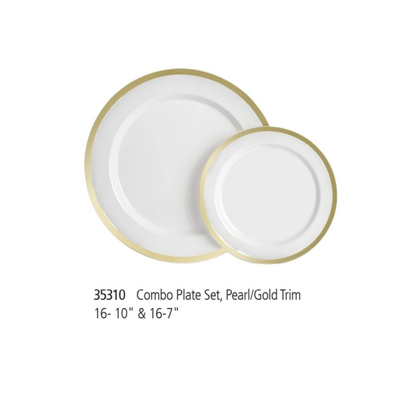 King Zak 35310 Combo Plate Set, Pearl/Gold Trim (32pcs/Pack) King Zak 35310 Combo Plate Set, Pearl/Gold Trim (32pcs/Pack)