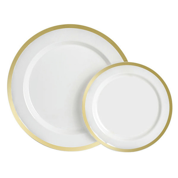 King Zak 35310 Combo Plate Set, Pearl/Gold Trim (32pcs/Pack)
