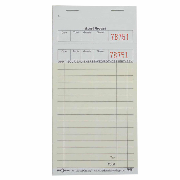 National Checking G8000SP Guest Checks, Paper, Gold, 2 Part, (2500/Case) National Checking G8000SP Guest Checks, Paper, Gold, 2 Part, (2500/Case)