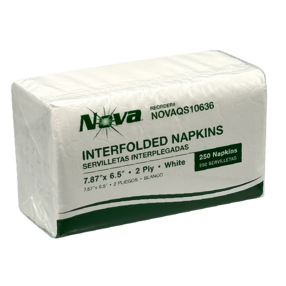 NOVA QS10636 Interfolded Dispenser Napkins, White, (6000/Case) NOVA QS10636 Interfolded Dispenser Napkins, White, (6000/Case)