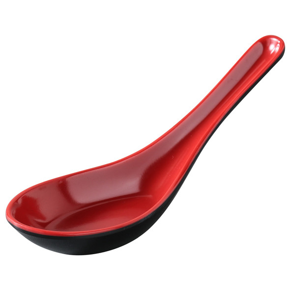 Yanco CR-7001 Soup Spoon, 5.5", Black/Red (12/Pack)