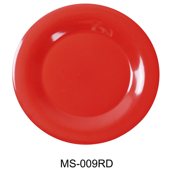 Yanco MS-009RD Milestone Wide Rim Plate, 9", Melamine, Red (24/Case)